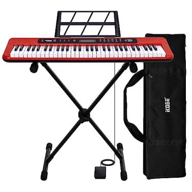Imagem de Kit Teclado Musical Estudante Kobe KB-300 5/8 61 Teclas com Sensibilidade ao Toque com Pedal Sustain Capa e Suporte
