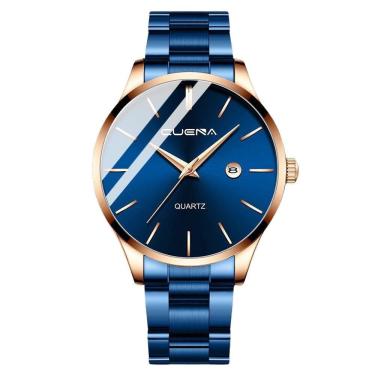 Imagem de Relógio Masculino Aço Inox Quartz Azul Calendário