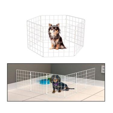 Imagem de Cercado Móvel para Cachorro Pequeno Porte Porquinho da Índia 6 Telas 30cm Altura Branco