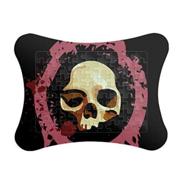 Imagem de Moldura de quebra-cabeça de Halloween de caveira redonda realista ornamento de jogo de quebra-cabeça