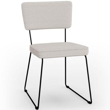 Imagem de Cadeira Decorativa Estofada Para Sala De Jantar Allana L02 Bouclê Cru - Lyam