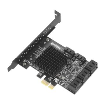 Imagem de Diyeeni Cartões PCIE SATA, 8 portas SATA III 6 Gbps placas controladoras com suporte de perfil baixo, placas de expansão de interface SATA3.0 PCIE (1X 2X 4X 8X 16X) SATA3.0 para