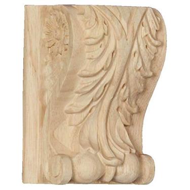 Imagem de Ekena Millwork CORW04X02X05ABMA Bloco Acanthus com placa traseira de madeira Corbel, 8,8 cm L x 5 cm P x 10 cm A, bordo