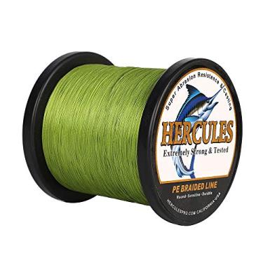 Imagem de Hercules Linha de pesca trançada super forte 4 fios super econômico de 1,8 kg a 2,3 kg Teste para água salgada, 109/328 / 547/1094 jardas (100 m / 300 m / 500 m / 1000 m), Diam# 0,08 mm - 0,55 mm Água salgada, Army Green, 50LB(22.7KG)-0.37MM-1094YDS(1000M)