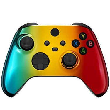 Imagem de eXtremeRate Tri-Color Gradient Shell for Xbox Series X & S Controller - Revamp Your Gaming Gear - Chrome Cyan Gold Red Custom Cover Faceplate for Xbox Core Wireless Controller