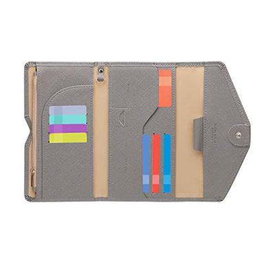 Imagem de ZOPPEN Carteira de viagem multiuso com bloqueio de RFID para passaporte Porta-cartão de vacina e passaporte, combo organizador de documentos com três dobras, essenciais para viagem, One Size, Casual