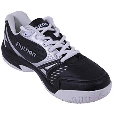 Imagem de Tênis Python Deluxe para quadra interna (raquete, abóbora, badminton, pickleball interno, vôlei) (baixo e médio) (cores preto e branco) (sem escorregão) (sem marcação), Low_black, 11