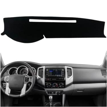 Imagem de KEEGTBOX Capa de painel de painel de console central interior personalizado compatível com Toyota Tacoma Pickup 2005-2015 Capa de tapete de painel acessórios (aro preto)