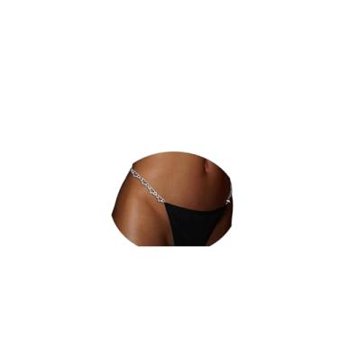 Imagem de Calcinha tanga feminina sexy com strass, roupa íntima, ajustável, tanga, festa, festival, rave, fio dental na cintura, corrente corporal de cristal, Metal, Liga metálica.