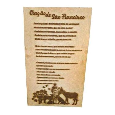 Imagem de Quadro Oração De São Francisco De Assis Em Mdf 50x30 Cm Natural [F031]