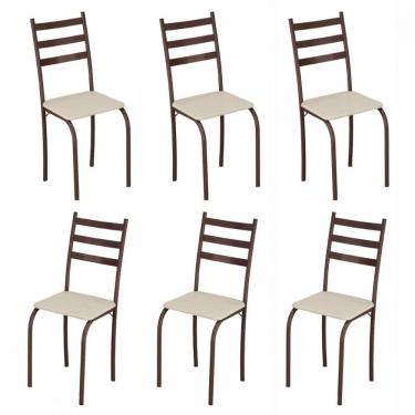 Imagem de Conjunto com 6 Cadeiras Maraba Marrom Assento Creme Teixeira