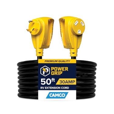 Imagem de Camco Cabo de extensão PowerGrip para campista/RV de 1,5 m - Conectores macho padrão de 30 Amp e fêmea de 30 Amp - Feito de fios de cobre de calibre 10 com revestimento de PVC resistente ao calor -