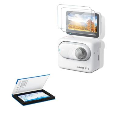 Imagem de JJC Protetor de tela de lente [pacote com 2] compatível com Insta360 GO 3, vidro temperado ultratransparente Insta 360 GO 3 acessórios de protetor de tela, 0,3 mm, 9H 2,5D, anti-arranhões, antibolhas