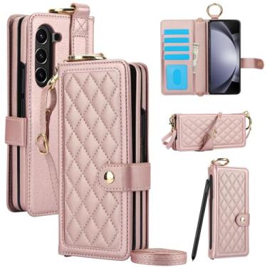 Imagem de Asuwish Capa de telefone para Samsung Galaxy Z Fold 6 5G 2024 capa carteira com suporte para caneta S e alça transversal com cordão de crédito suporte para cartão de crédito com bloqueio de RFID