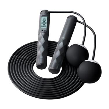 Imagem de kowaku Corda de pular pesada, corda de pular digital, ajustável com contador de calorias, corda de pular sem fio para casa ao ar livre, PRETO