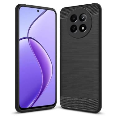 Imagem de Capa Capinha Anti Impacto Para Realme 12 4g com Tela de 6.67" polegadas - Case Com Desenho Fibra De Carbono Shock Queda - Danet (Preto)