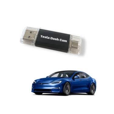 Imagem de Flash Drive Tesla USBC Dashcam de 128 GB para modo sentinela. Dual Sided Thumb Drive Dash Cam Segurança USB Tesla Sentry Mode