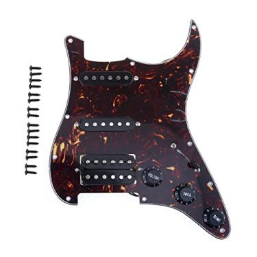 Imagem de Musiclily 11 Furos HSS Pickguard Pré-cabeado Escudo Strato Completo com 3 Captadores para Guitarra Stratocaster, 4 Camadas Tortoise Shell