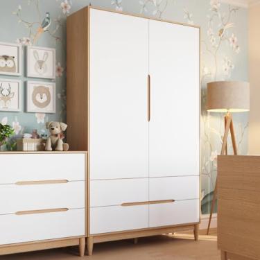 Imagem de Guarda Roupa 2 Portas 4 Gavetas Tomi Branco com Carvalho - Quater