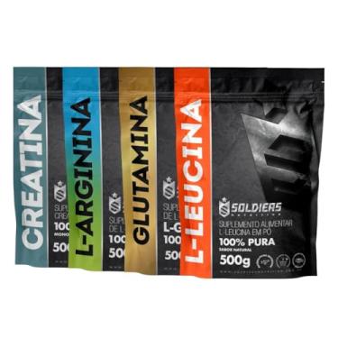 Imagem de Soldiers Nutrition, Kit: Arginina 500g + Creatina Monohidratada 500g + Glutamina 500g + Leucina 500g - 100% Pura Importada - Soldiers Nutrit