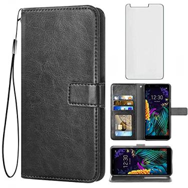 Imagem de Asuwish Compatível com LG K30 2018 5.3/Premier Pro LTE/Phoenix Plus/Harmony 2/K10/Xpression Capa protetora de tela de vidro temperado com porta-cartões para celular para LGK30 K 30 30K LMX410 preta