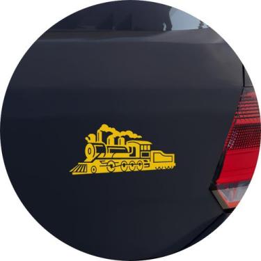 Imagem de Adesivo de Carro Trenzinho Locomotiva a Vapor - Cor Amarelo - Melhor A