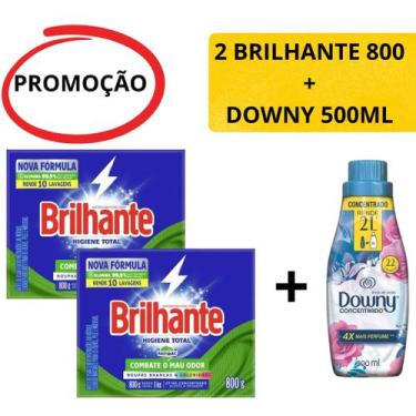 Imagem de 2 Sabão em Pó Brilhante 800g +1 Amaciante de Roupas Concentrado 500ml