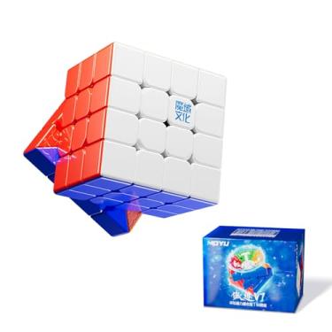 Imagem de Moyu Aosu V7 4x4 Magnetic Stickerless UV Coated Speed Cube, 4 by 4 Flagship Edition Cube, 96 Magnets, Anti-Stick Design Adjustable Elasticity Magic Cube (Magic Cloth)