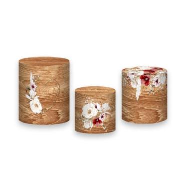 Imagem de Trio de Capas de Cilindro - Casamento Rústico Floral 006 - Via Cores