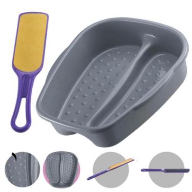 Imagem de Kit Bacia para Pés + Lixa Anatômica Dupla face Pedicure Salão de Belez
