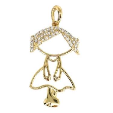 Imagem de Pingente de ouro 18k Filha com Pedras - Elegancy Joias