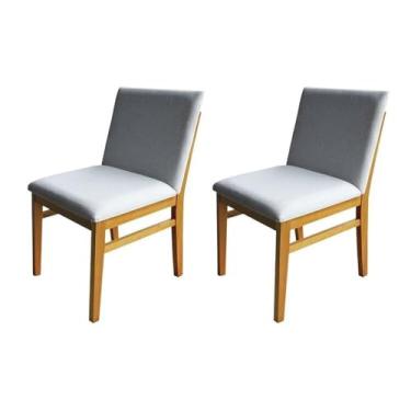 Imagem de Kit 2 Cadeira Rope em Madeira Maciça de Eucalipto Linho Branco/Marrom