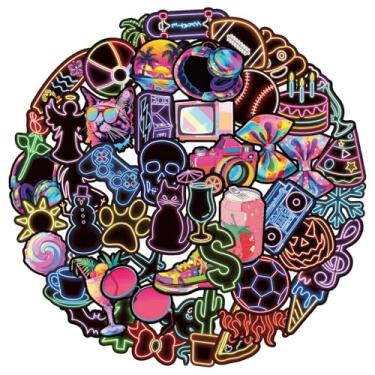 Imagem de 50 peças de adesivos neon legais, adesivos de garrafa de água, adesivos de vinil à prova d'água, adesivos para laptop, skate, diário, caderno, celular, guitarra, bagagem, etc. Pacote de adesivos para