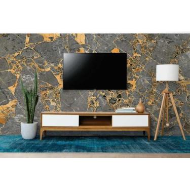 Imagem de Papel de Parede Painel 3D Mármore Agata com Dourado 3,5M Auto Colante 