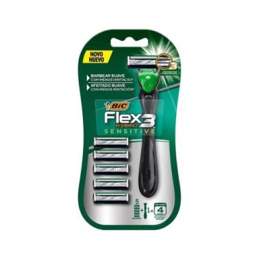 Imagem de Aparelho De Barbear Bic Flex 3 Hybrid + 5Un Cargas Sensitive