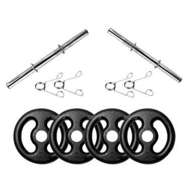 Imagem de CIUZE Kit Completo de Musculação 8Kg em Anilhas com 2 Barras de 40cm Preto Fosfato