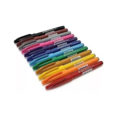 Imagem de Kit Canetas Brush Sign Pen Cartela 12 Canetas Pentel Arts, Colorido