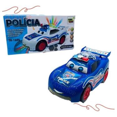 Imagem de Carrinho De Polícia Com Luzes Som Mexe O Olho E Língua 3 D Azul - Toy 