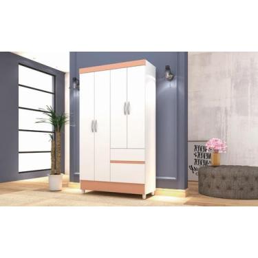 Imagem de Roupeiro Ideal Plus 4 Portas e 2 Gavetas - Branco / Camarim - Vila Ric
