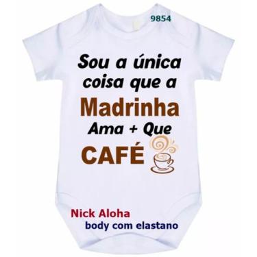 Imagem de body bebê sou a única coisa que a madrinha ama + que café cód 9854 - n