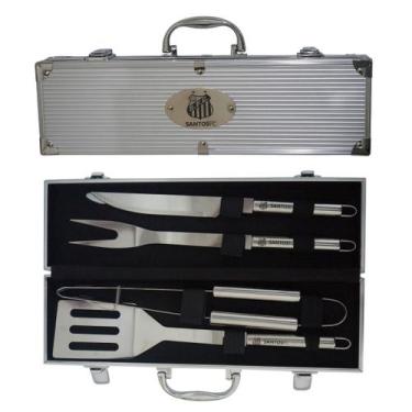Imagem de Kit Churrasco Inox c/ 4 Peças Santos F.C. Futebol Licenciado - Cebola 