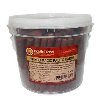 Imagem de Bifinho Macio Palito - Kidelici Osso - Sabor Carne - 1,5 Kg (Balde/Pot