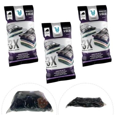 Imagem de Kit 3 Organizador Saco Vácuo 60x80cm Guarda Roupa Cama Mala Closet - U