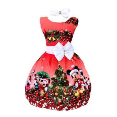 Imagem de Vestido Infantil Natal Ratinha Mouse Vermelho Noel - Pequenos Encantos