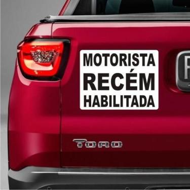 Imagem de Ímã De Carro Branco Grande Motorista - Recém Habilitada - Tamanho 25cm