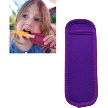 Imagem de Conjuntos de picolés roxos reutilizáveis de neoprene capa de picolé, mangas de sorvete para freezer, capa protetora anticongelante para crianças, moldes de picolé de gelo, bebida de festa, ferramentas