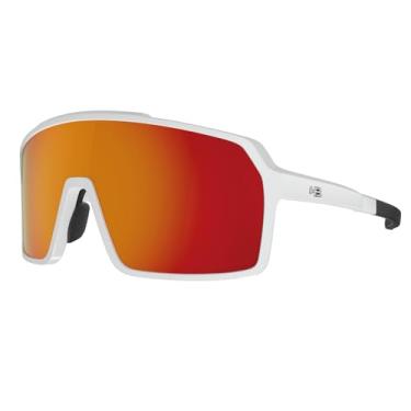 Imagem de HOT BUTTERED - Óculos de Sol HB GRINDER - Proteção UV, Óculos Escuros Masculino e Feminino, Performance Esportes Ciclismo - Branco Quadrado, Lente Espelhada
