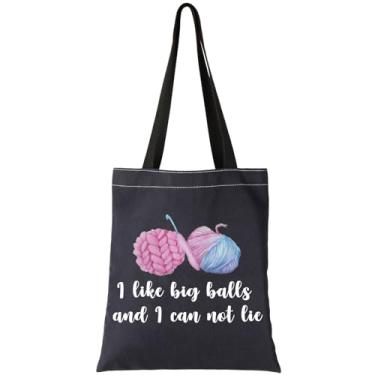 Imagem de G2TUP Yarn Project Bag Bolsa de crochê I Like Big Balls and I Can Not Lie Presente para amantes de fios de tricô, Sacola Big Balls, Medium