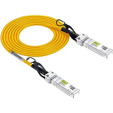 Imagem de 10Gtek [Cabo SFP+ DAC de cor amarela 10G - Cabo Twinax SFP para Cisco SFP-H10GB-CU2M, Ubiquiti UniFi, D-Link, Supermicro, Netgear, Mikrotik, Fortinet, 2 metros (2 m)