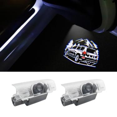Imagem de 2 peças de luzes LED com logotipo para porta de carro, compatível com GX400/GX460 2010-2023, projetor de cortesia, kit de luzes de boas-vindas a laser, kit de acessórios de carro (montanha,